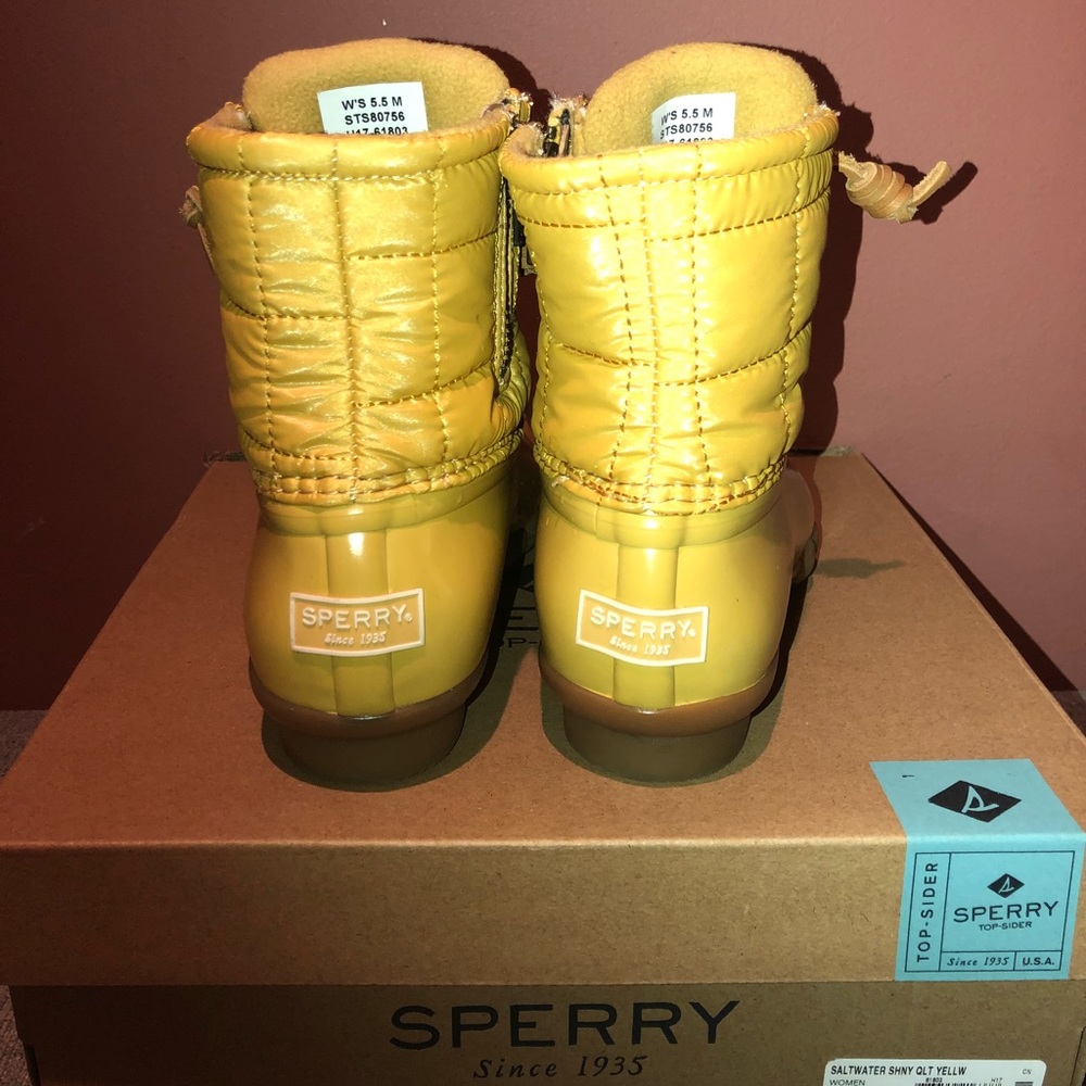 Sperry Top-sider Quilted Duck Boot Yellow Size 5.5 - Picture 3 of 8